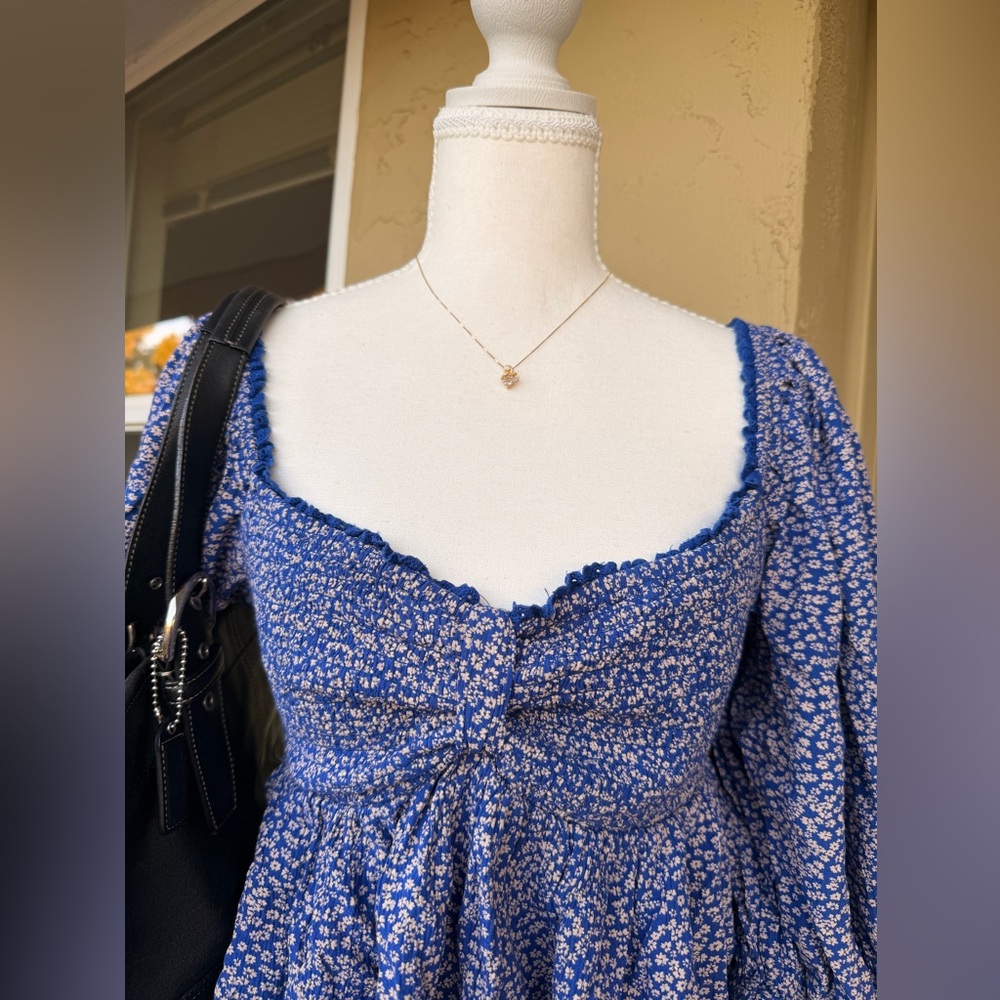 Free People Blue Floral Blouse - Picture 3 of 4